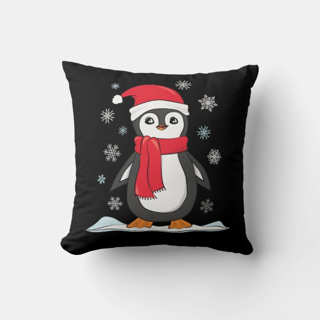 Weihnachts-Niedlich-Pinguin Kissen (Vorderseite)