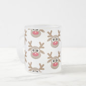 Weihnachts Niedlich Reindeer Cartoon Pattern Mattglastasse (Vorderseite Links)