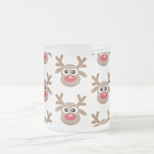 Weihnachts Niedlich Reindeer Cartoon Pattern Mattglastasse (Mittel)