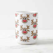 Weihnachts Niedlich Reindeer Cartoon Pattern White Kaffeetasse (Mittel)