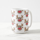 Weihnachts Niedlich Reindeer Cartoon Pattern White Kaffeetasse (VorderseiteRechts)