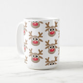 Weihnachts Niedlich Reindeer Cartoon Pattern White Kaffeetasse (Vorderseite Links)