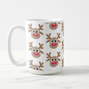 Weihnachts Niedlich Reindeer Cartoon Pattern White Kaffeetasse