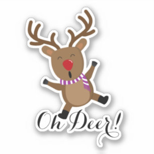 Weihnachts-Niedlich-Rentier-ID854-Aufkleber Aufkleber