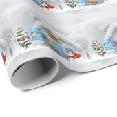 Weihnachts Niedlich Snowman Santa Claus Nordpol Geschenkpapier (Rolleneckpunkt)