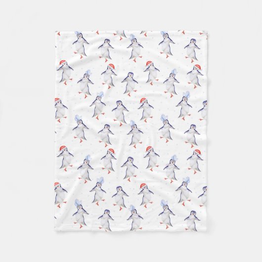 Weihnachts-Niedlich-Tanzpinguine Fleecedecke (Vorderseite)