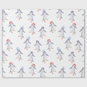 Weihnachts Niedlich Tanzpinguine Pattern Geschenkpapier (Flach)