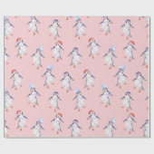 Weihnachts Niedlich Tanzpinguine Pattern Geschenkpapier (Flach)
