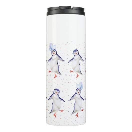 Weihnachts Niedlich Tanzpinguine Pattern Thermosbecher (Rückseite)
