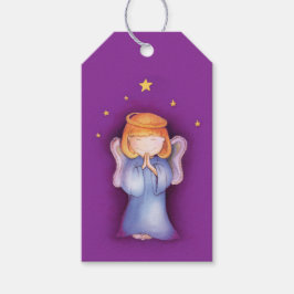 Weihnachts-niedliche Engelmädchen-lila Geschenkanhänger