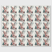 Weihnachts-Niedliche Geschenkboxen Santa Reindeer Geschenkpapier (Flach)
