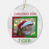 Weihnachts-Niedliche Hauskatze Foto Keramik Ornament (Links)