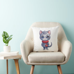 Weihnachts Niedliche Russische Blaue Katze Kissen