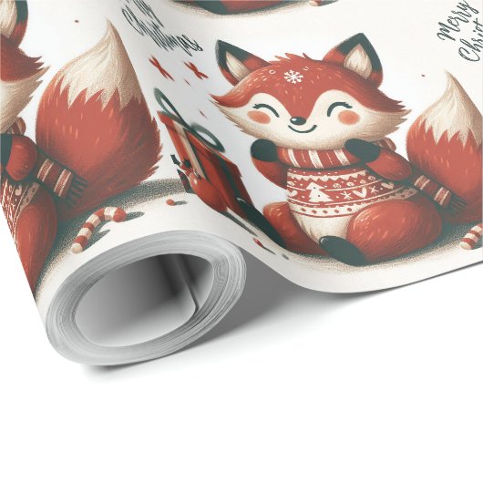 Weihnachts Niedliche Santa Fox-Geschenkboxen Geschenkpapier (Rolleneckpunkt)