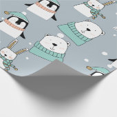 Weihnachts-Niedliche Tiere Cartoon-Stil Geschenkpapier (Ecke)