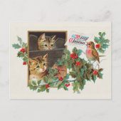 Weihnachts-Niedliche Vintage Katze Postkarte (Vorderseite)