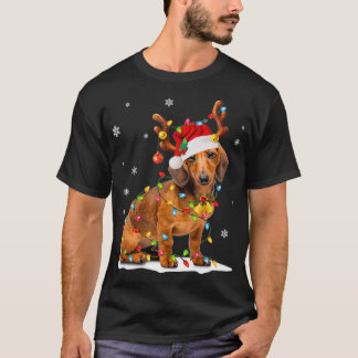 Weihnachts Niedlicher Dashund mit Weihnachtsbeleuc T-Shirt