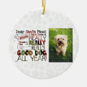Weihnachts Niedlicher Hund Foto Santa Paws Keramik Ornament (Vorne)