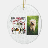 Weihnachts Niedlicher Hund Foto Santa Paws Keramik Ornament (Links)