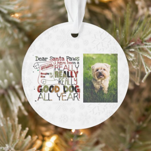 Weihnachts Niedlicher Hund Foto Santa Paws Ornament (Baum)