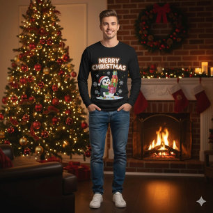 Weihnachts-Niedlicher Pinguin mit Geschenken T-Shirt