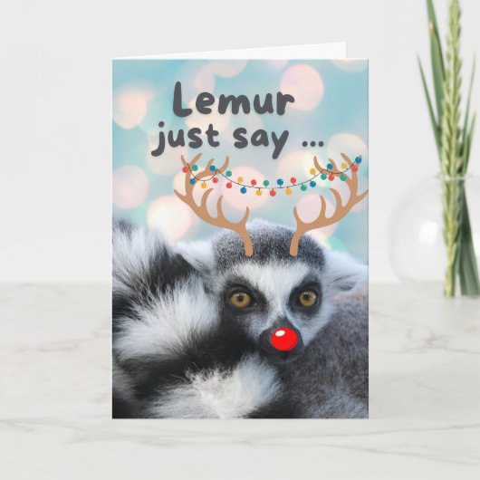 Weihnachts Niedlicher Ring Tail Lemur Pub Karte (Vorderseite)