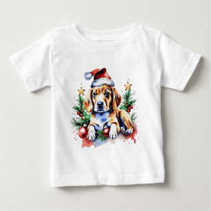 Weihnachts-niedlicher Welpe Baby T-shirt