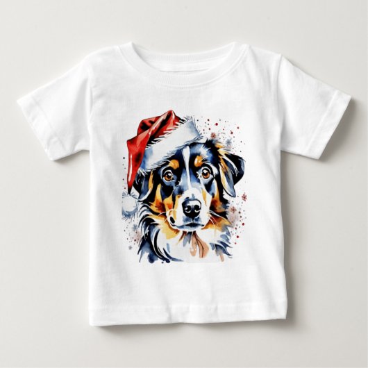 Weihnachts-niedlicher Welpe Baby T-shirt (Vorderseite)