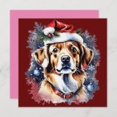 Weihnachts-niedlicher Welpe Einladung (Vorne/Hinten)