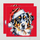 Weihnachts-niedlicher Welpe Einladung (Vorne/Hinten)