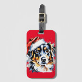 Weihnachts-niedlicher Welpe Gepäckanhänger (Vorderseite Vertikal)