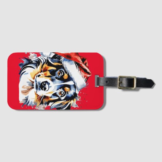 Weihnachts-niedlicher Welpe Gepäckanhänger (Vorderseite (Horizontal))