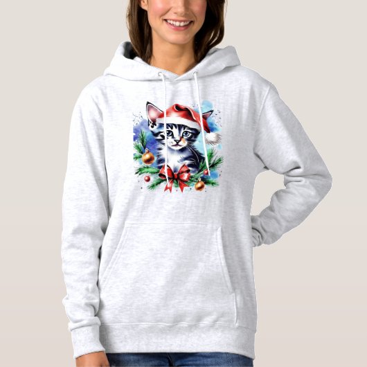 Weihnachts-niedlicher Welpe Hoodie (Vorderseite)