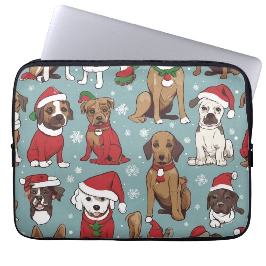 Weihnachts-niedlicher Welpe Laptopschutzhülle (Vorderseite)