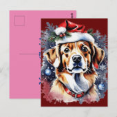 Weihnachts-niedlicher Welpe Postkarte (Vorne/Hinten)