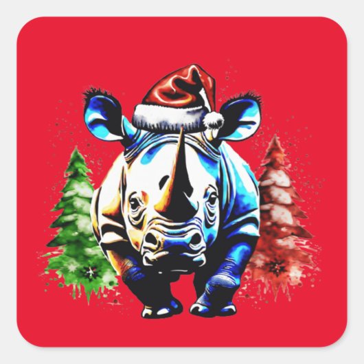 Weihnachts-niedlicher Welpe Quadratischer Aufkleber (Vorderseite)