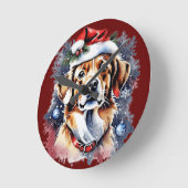 Weihnachts-niedlicher Welpe Runde Wanduhr (Winkel)