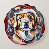 Weihnachts-niedlicher Welpe Rundes Kissen (Rückseite)