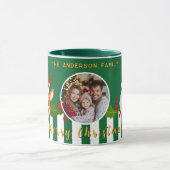 Weihnachts-Niedliches Foto Santa Reindeer & Holly Tasse (Zentrum)