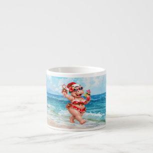 Weihnachts-Nilpferd im Bikini Lustiger Tropischer Espressotasse