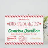 Weihnachts-Nizza-Liste des Weihnachtsmanns Einladung (Stehend Vorderseite)