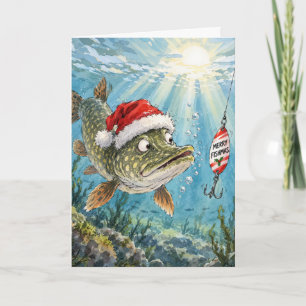 Weihnachts Nordhecht Fisch im Ozeanwasser Karte