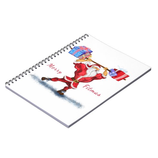 Weihnachts-Notebook Bodybuilder Santa mit Geschenk Notizblock (Linke Seite)