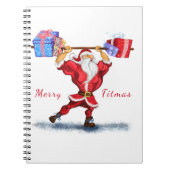 Weihnachts-Notebook Bodybuilder Santa mit Geschenk Notizblock (Vorderseite)
