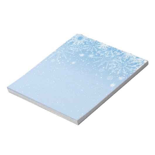 Weihnachts Notepad Blue Snowflakes Notizblock (Rotiert)