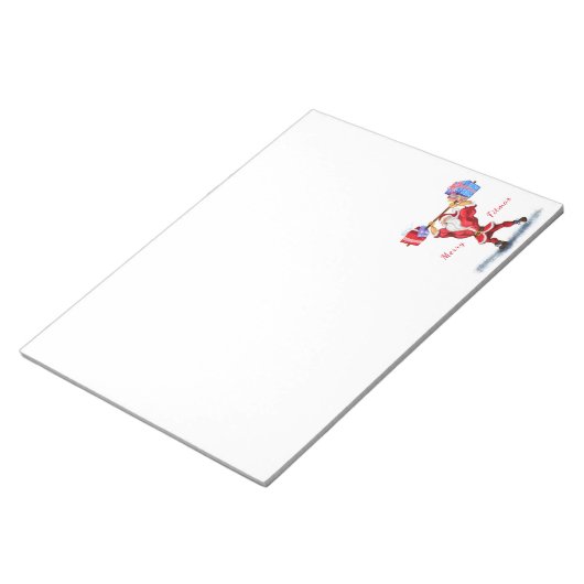 Weihnachts Notepad Bodybuilder Santa mit Geschenks Notizblock (angewinkelt)