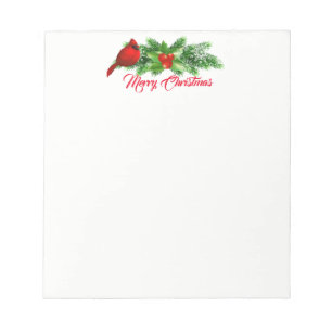 Weihnachts Notepad-Holly Bough/Kardinal Notizblock
