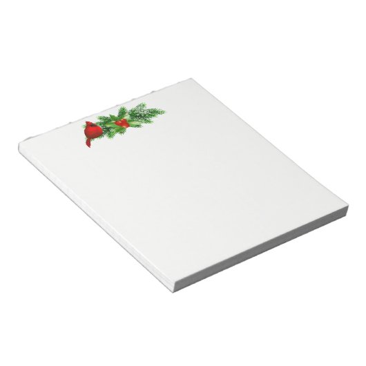 Weihnachts Notepad-Holly Bough/Kardinal Notizblock (angewinkelt)