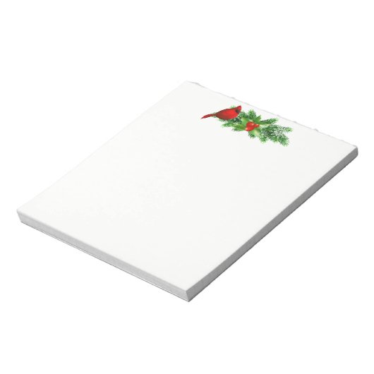 Weihnachts Notepad-Holly Bough/Kardinal Notizblock (Rotiert)