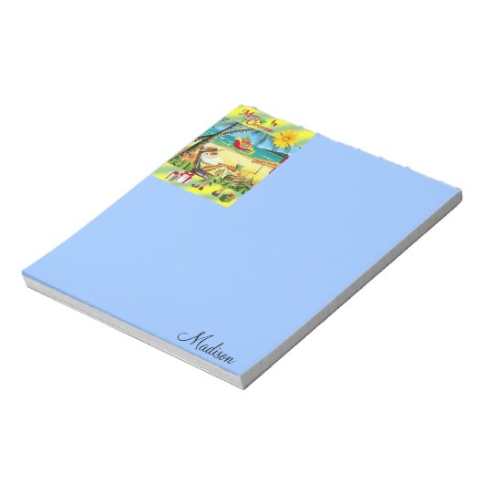 Weihnachts Notepad Santa am Strand Notizblock (Rotiert)